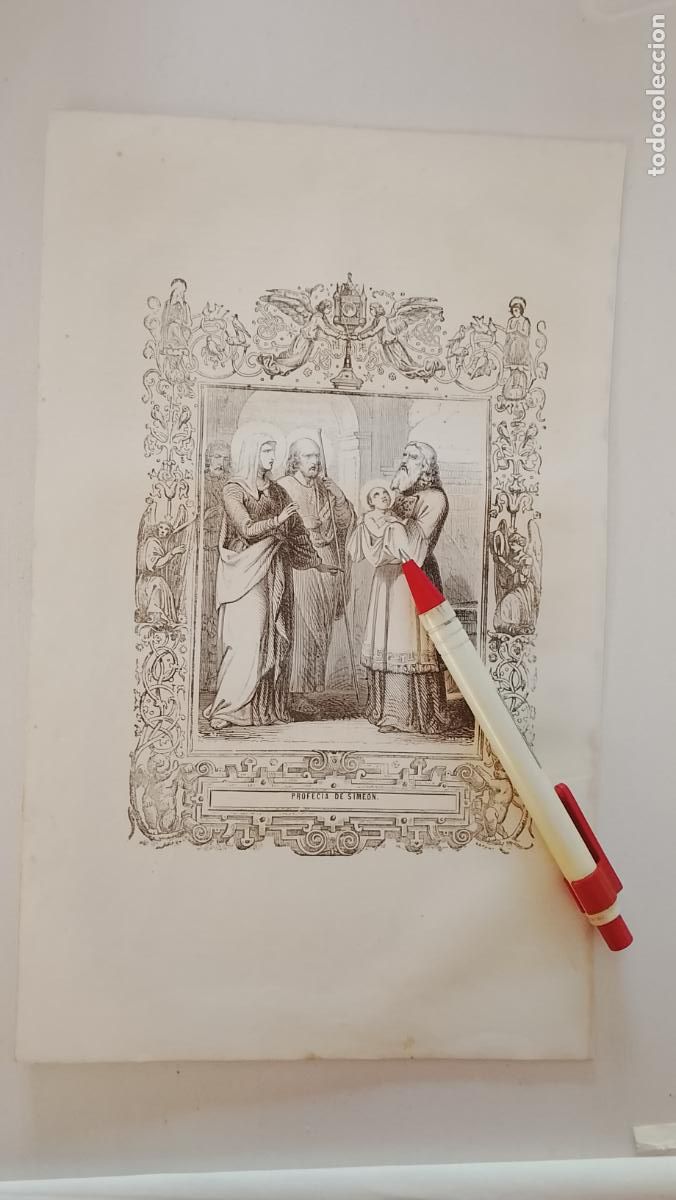 Arte: plancha Grabado LITOGRAFICO religioso del a&ntilde;o 1849 - LA PROFECIA DE SIMEON
