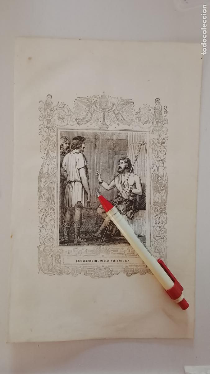 Arte: plancha Grabado LITOGRAFICO religioso del a&ntilde;o 1849 - DECLARACION DEL MESIAS POR SAN JUAN