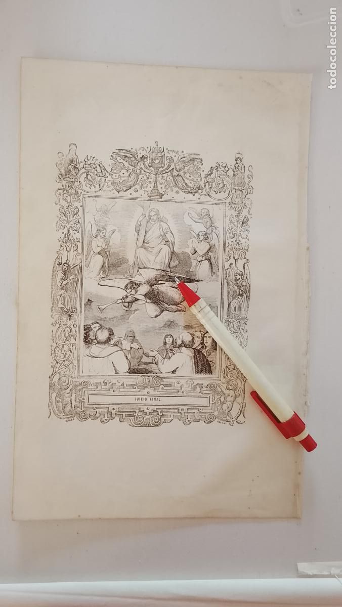 Arte: plancha Grabado LITOGRAFICO religioso del a&ntilde;o 1849 - EL JUICIO FINAL