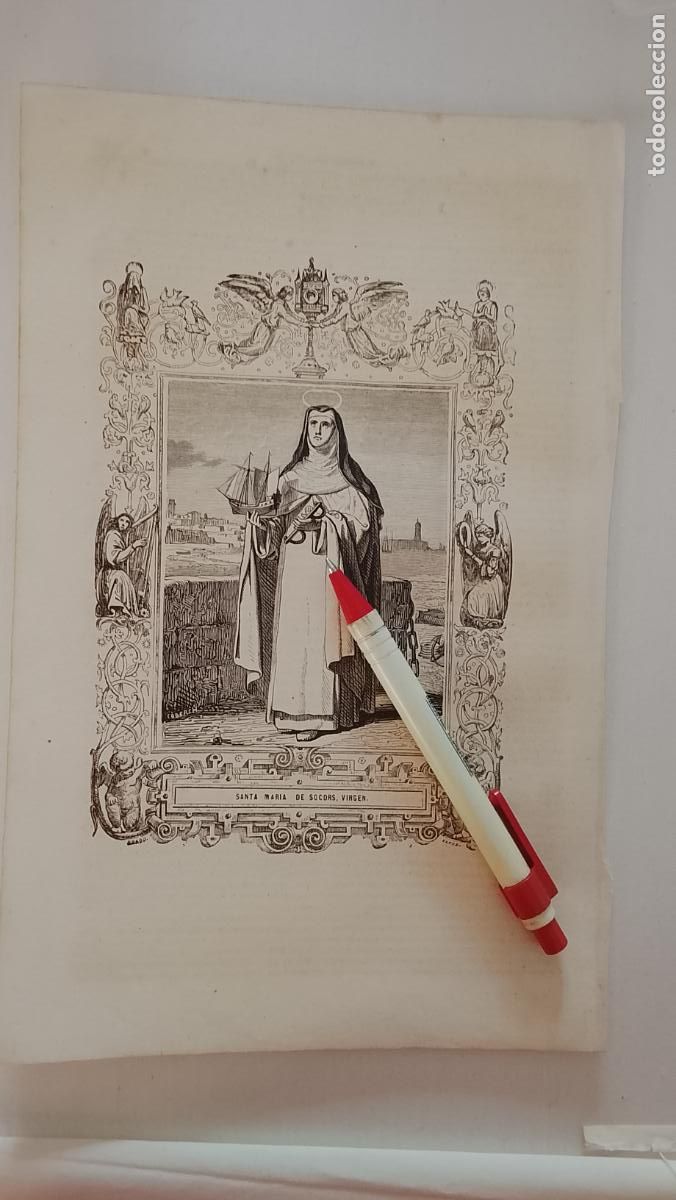 Arte: plancha Grabado LITOGRAFICO religioso del a&ntilde;o 1849 - SANTA MARIA DE SOCORS VIRGEN