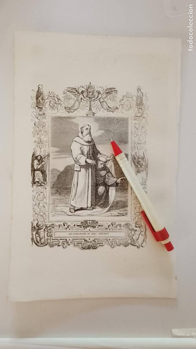 Arte: plancha Grabado LITOGRAFICO religioso del a&ntilde;o 1849 - SAN BERNARDINO DE SENA