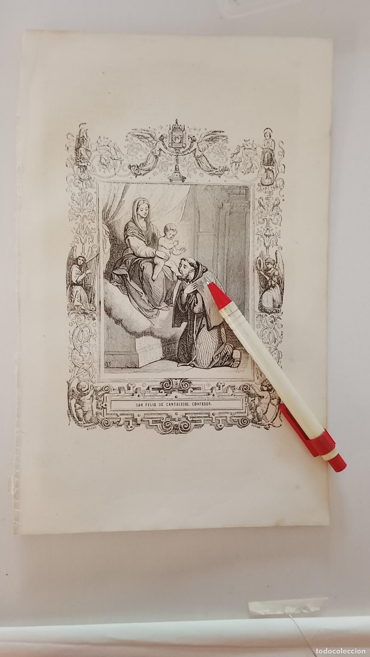 Arte: plancha Grabado LITOGRAFICO religioso del a&ntilde;o 1849 - SAN FELIX DE CANTALICIO
