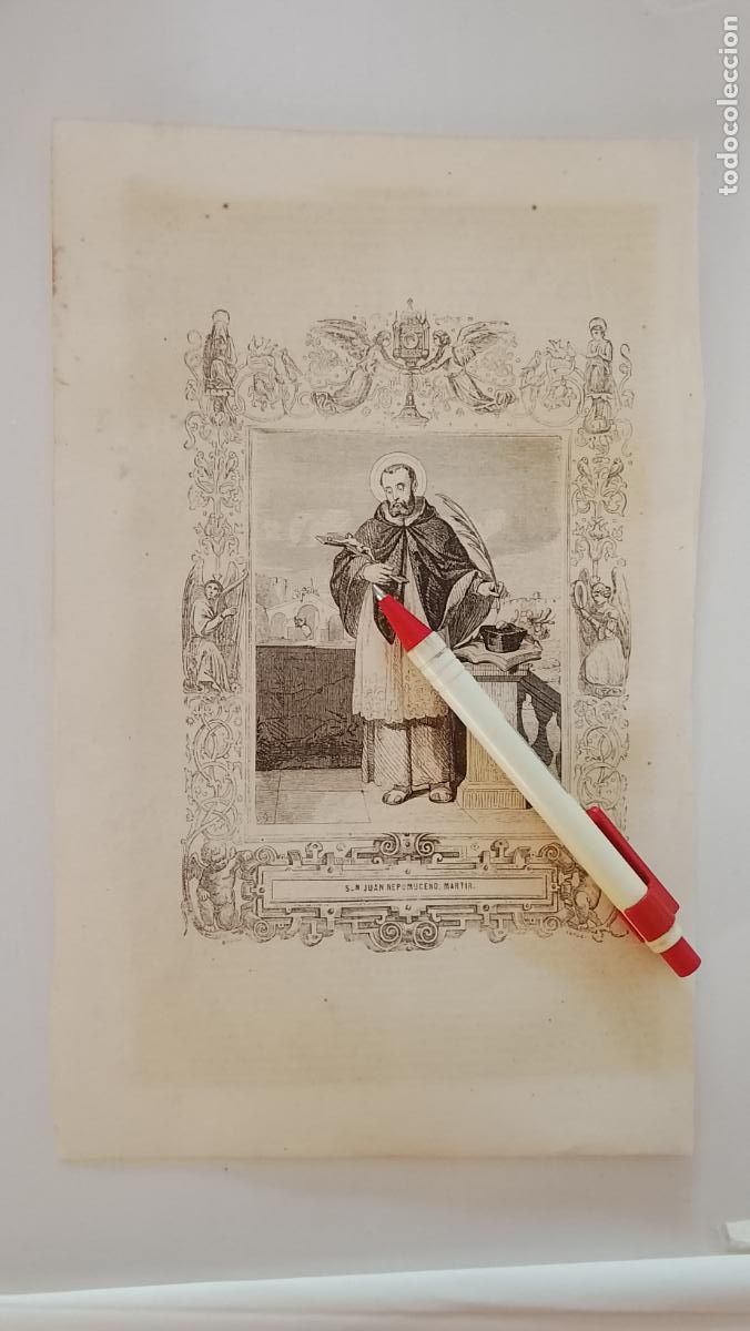 Arte: plancha Grabado LITOGRAFICO religioso del a&ntilde;o 1849 - SAN JUAN NEPOMUCENO