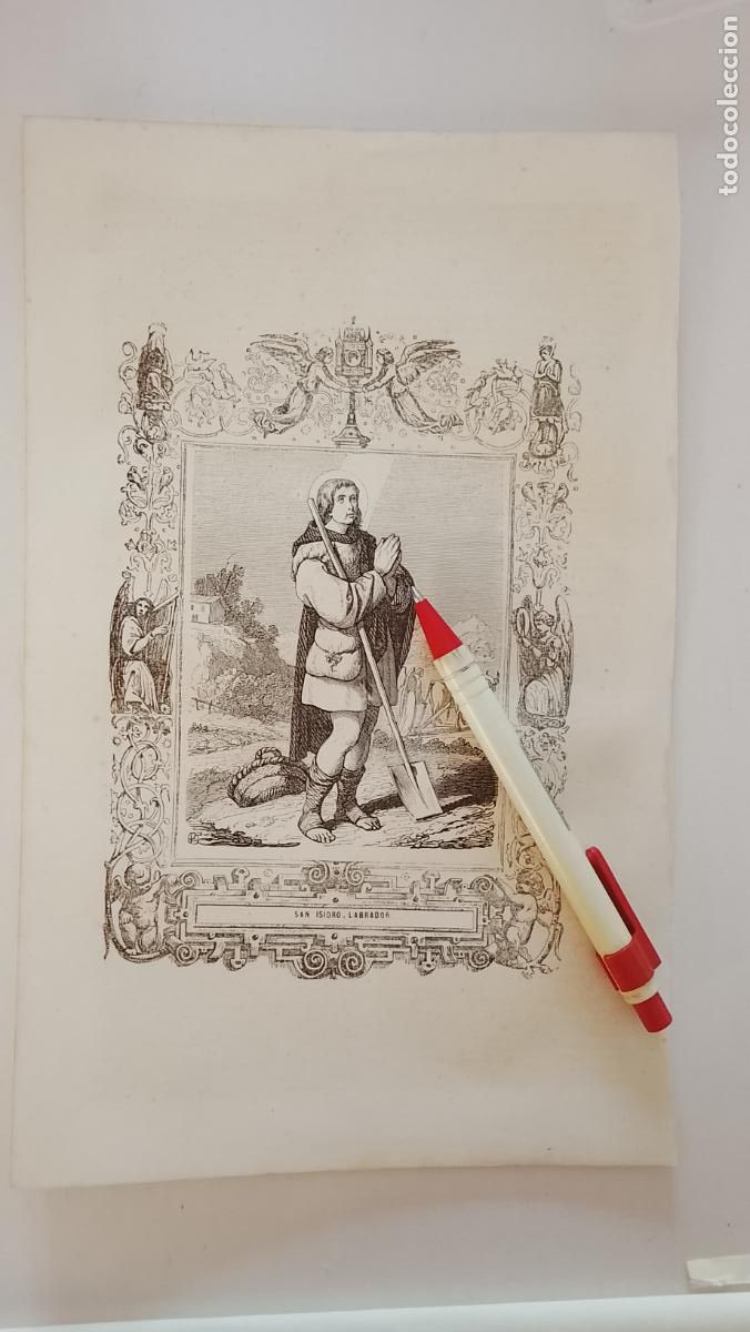 Arte: plancha Grabado LITOGRAFICO religioso del a&ntilde;o 1849 - SAN ISIDRO LABRADOR