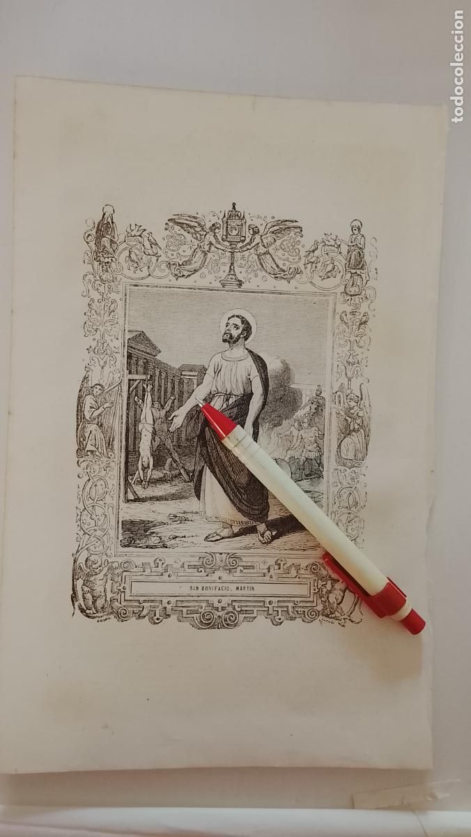 Arte: plancha Grabado LITOGRAFICO religioso del a&ntilde;o 1849 - SAN BONIFACIO