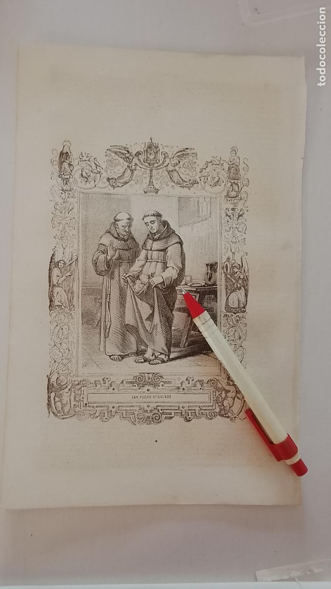 Arte: plancha Grabado LITOGRAFICO religioso del a&ntilde;o 1849 - SAN PEDRO REGALADO