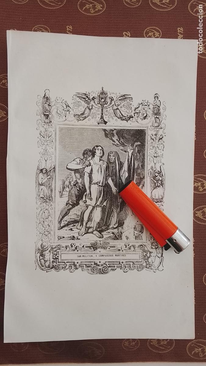 Arte: plancha Grabado LITOGRAFICO religioso del a&ntilde;o 1849 - SAN MELITON