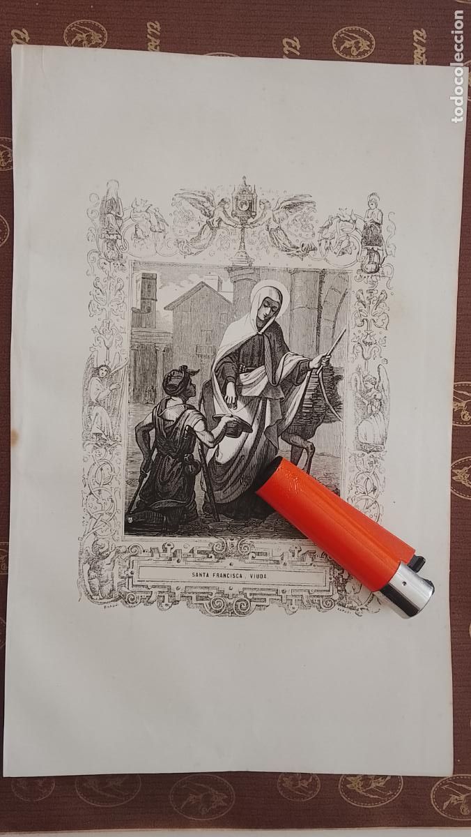 Arte: plancha Grabado LITOGRAFICO religioso del a&ntilde;o 1849 - SANTA FRANCISCA
