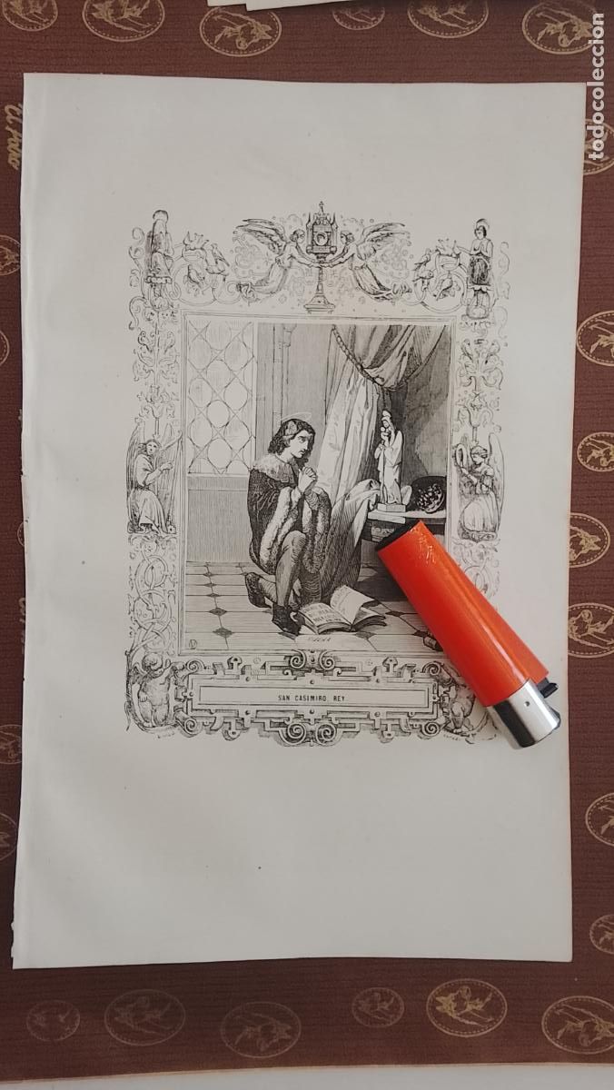 Arte: plancha Grabado LITOGRAFICO religioso del a&ntilde;o 1849 - SAN CASIMIRO REY