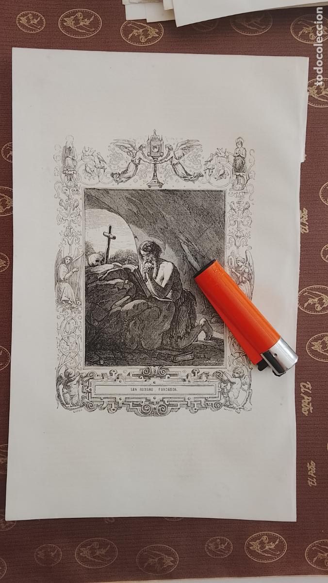 Arte: plancha Grabado LITOGRAFICO religioso del a&ntilde;o 1849 - SAN ROMANO