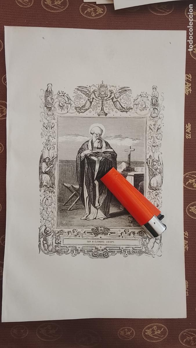 Arte: plancha Grabado LITOGRAFICO religioso del a&ntilde;o 1849 - SAN ALEJANDRO