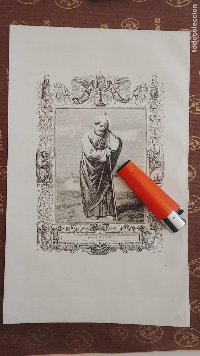 Arte: plancha Grabado LITOGRAFICO religioso del a&ntilde;o 1849 - EL APOSTOL SAN MATIAS