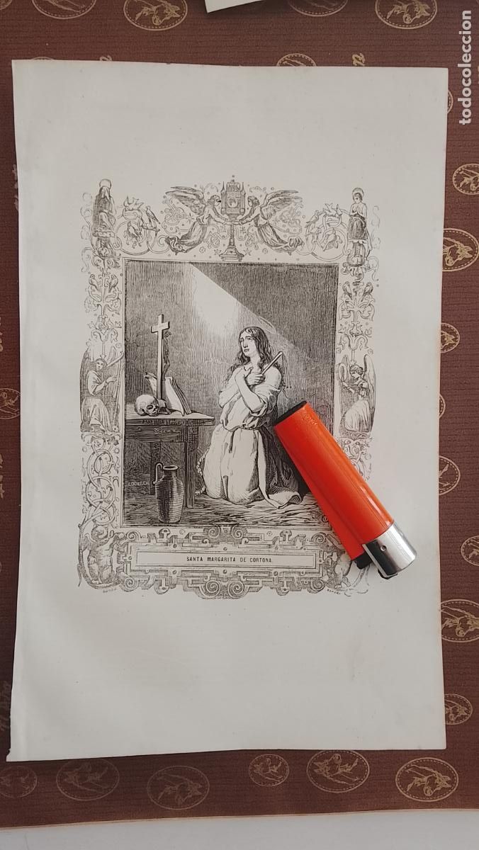 Arte: plancha Grabado LITOGRAFICO religioso del a&ntilde;o 1849 - SANTA MARGARITA DE CORTONA
