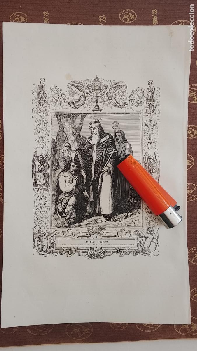 Arte: plancha Grabado LITOGRAFICO religioso del a&ntilde;o 1849 - SAN FELIX OBISPO