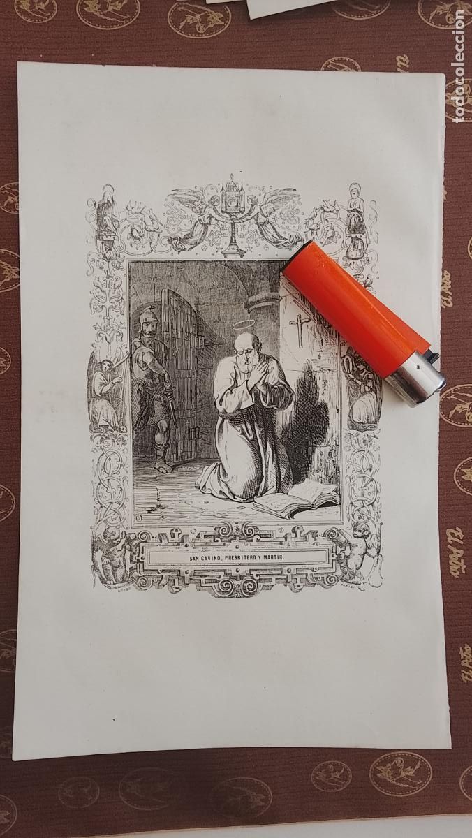 Arte: plancha Grabado LITOGRAFICO religioso del a&ntilde;o 1849 - SAN GAVINO