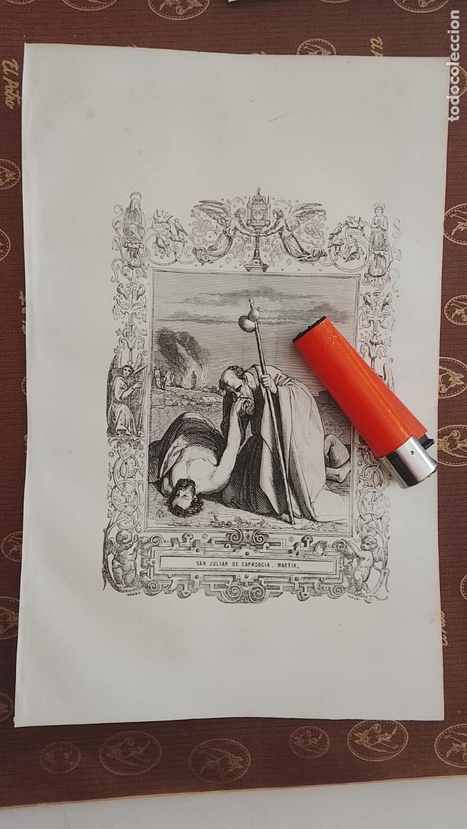 Arte: plancha Grabado LITOGRAFICO religioso del a&ntilde;o 1849 - SAN JULIAN DE CAPADOCIA