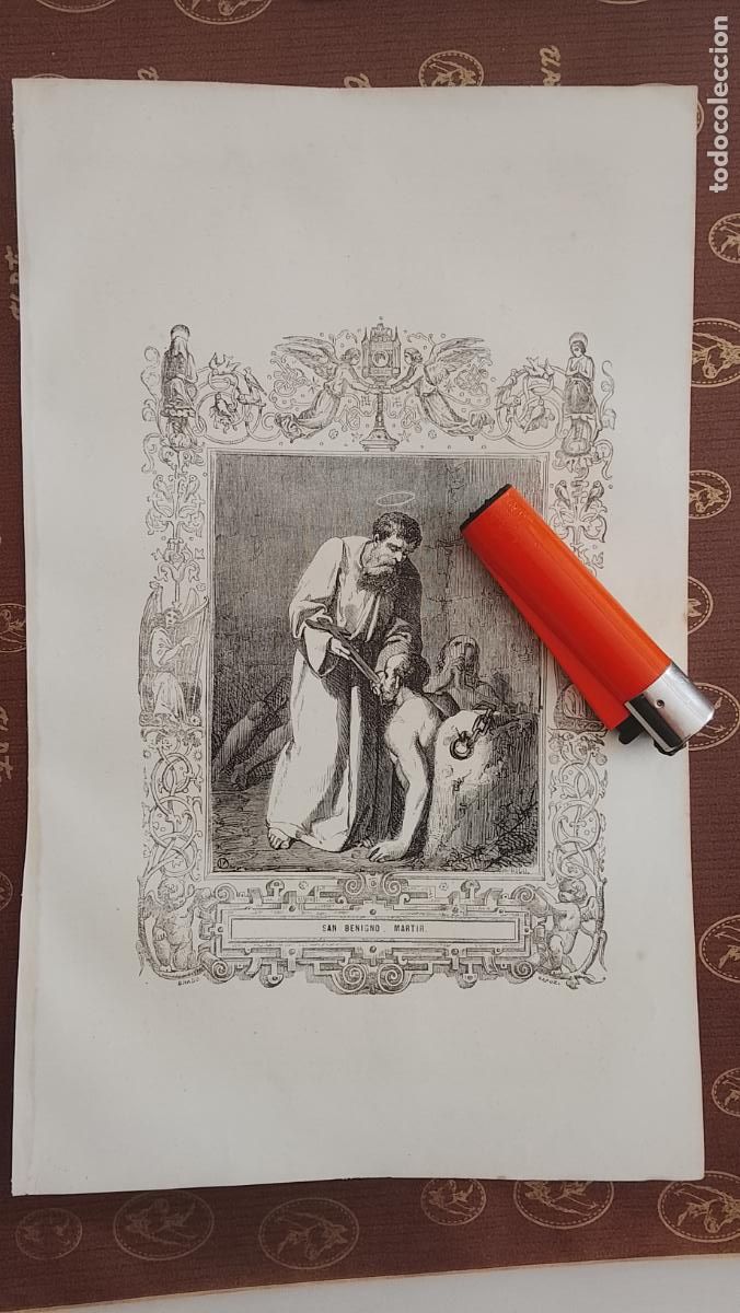 Arte: plancha Grabado LITOGRAFICO religioso del a&ntilde;o 1849 - SAN BENIGNO