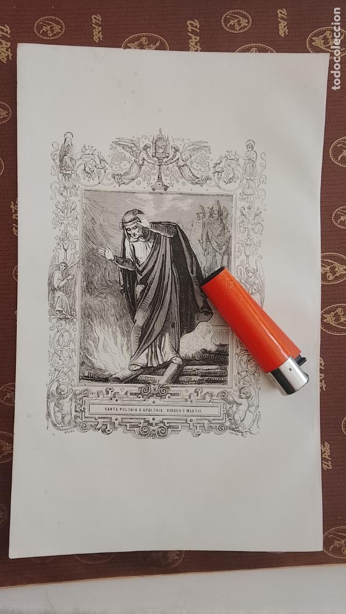 Arte: plancha Grabado LITOGRAFICO religioso del a&ntilde;o 1849 - SANTA POLONIA O APOLONIA VIRGEN MARTIR
