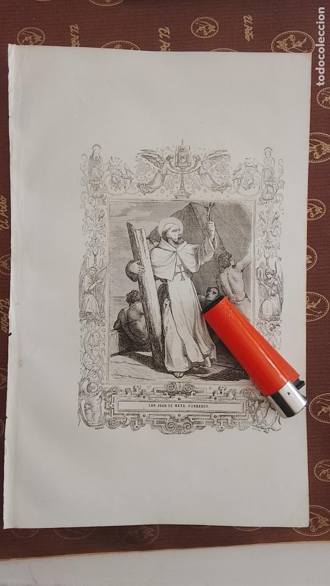 Arte: plancha Grabado LITOGRAFICO religioso del a&ntilde;o 1849 - SAN JUAN DE MATA