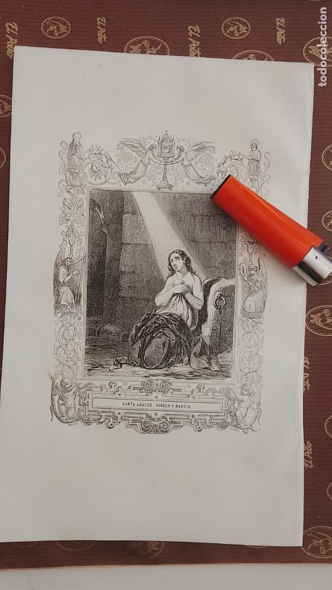 Arte: plancha Grabado LITOGRAFICO religioso del a&ntilde;o 1849 - SANTA AGUEDA VIRGEN Y MARTIR