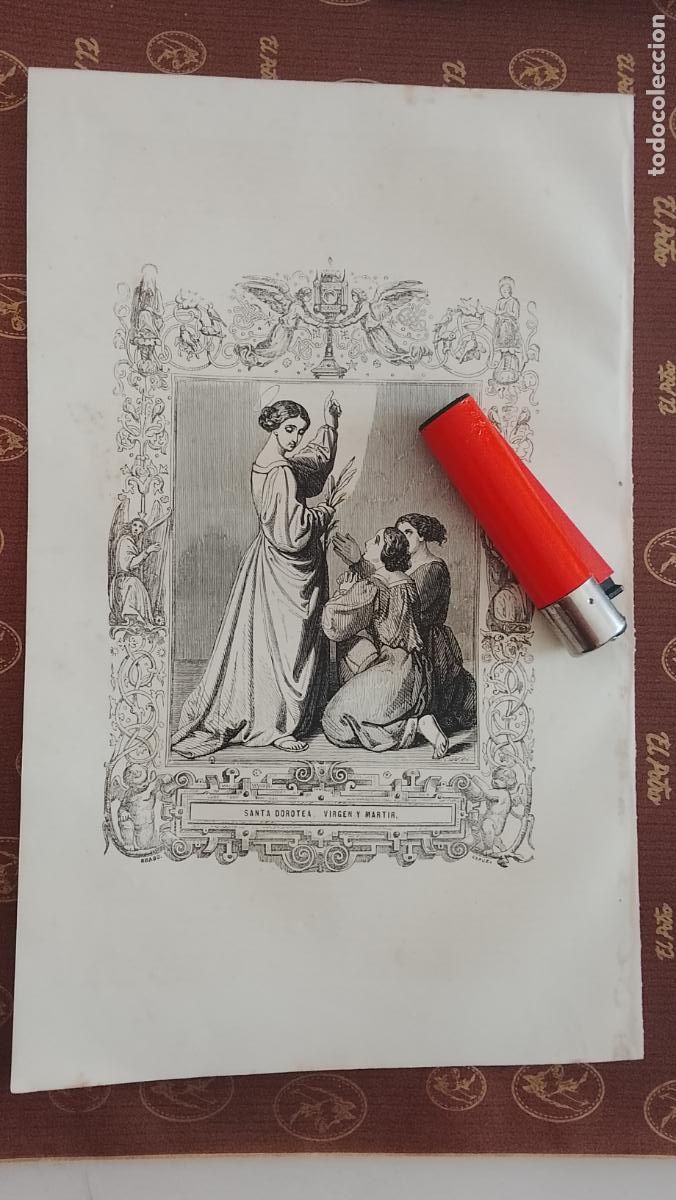 Arte: plancha Grabado LITOGRAFICO religioso del a&ntilde;o 1849 - SANTA DOROTEA VIRGEN MARTIR
