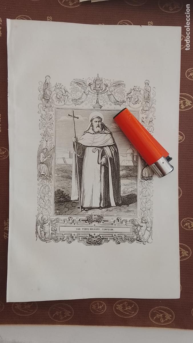 Arte: plancha Grabado LITOGRAFICO religioso del a&ntilde;o 1849 - SAN PEDRO NOLASCO