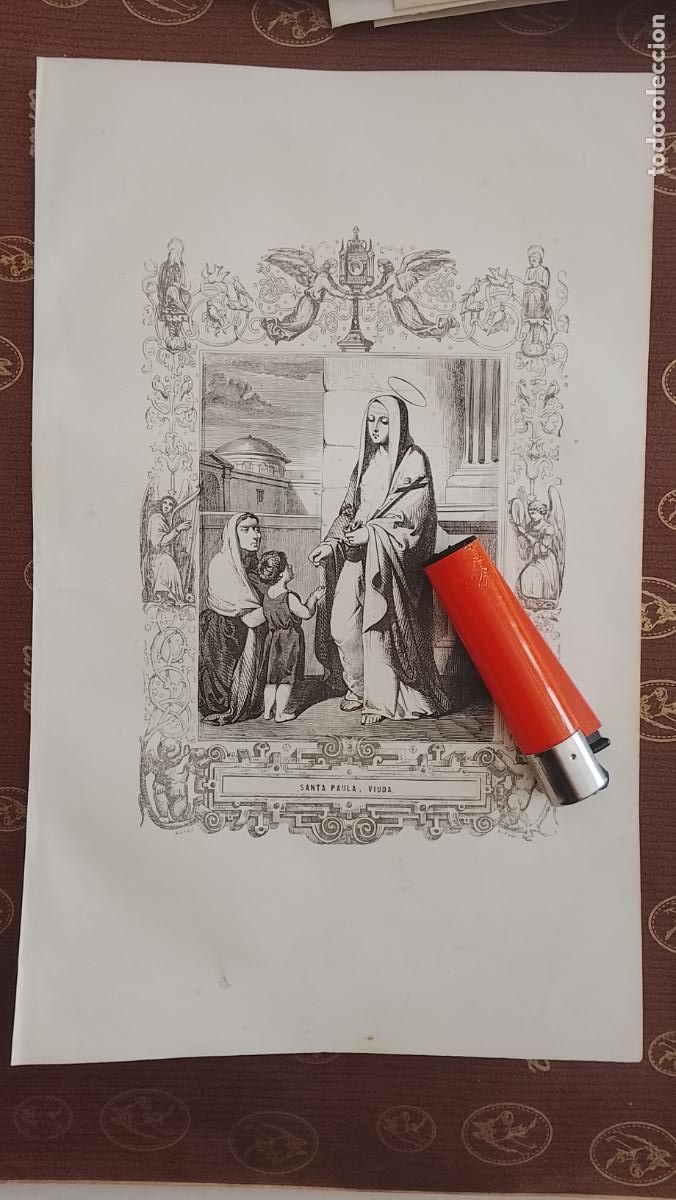Arte: plancha Grabado LITOGRAFICO religioso del a&ntilde;o 1849 - SANTA PAULA
