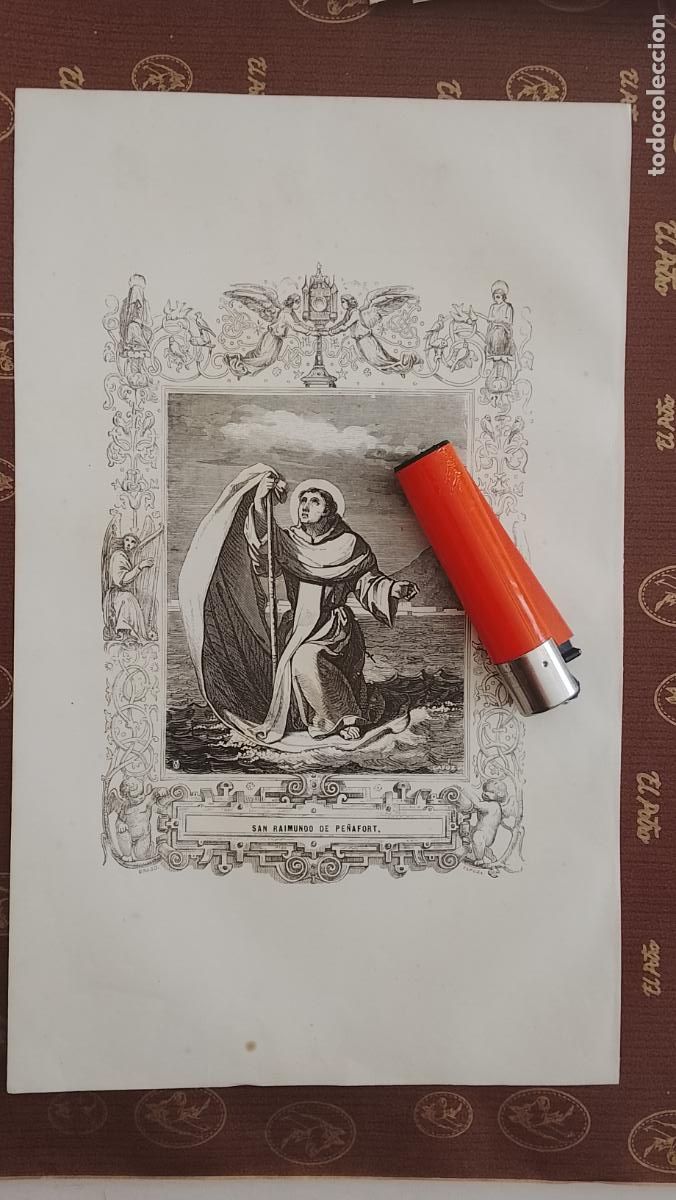 Arte: plancha Grabado LITOGRAFICO religioso del a&ntilde;o 1849 - SAN RAIMUNDO DE PE&Ntilde;AFORT