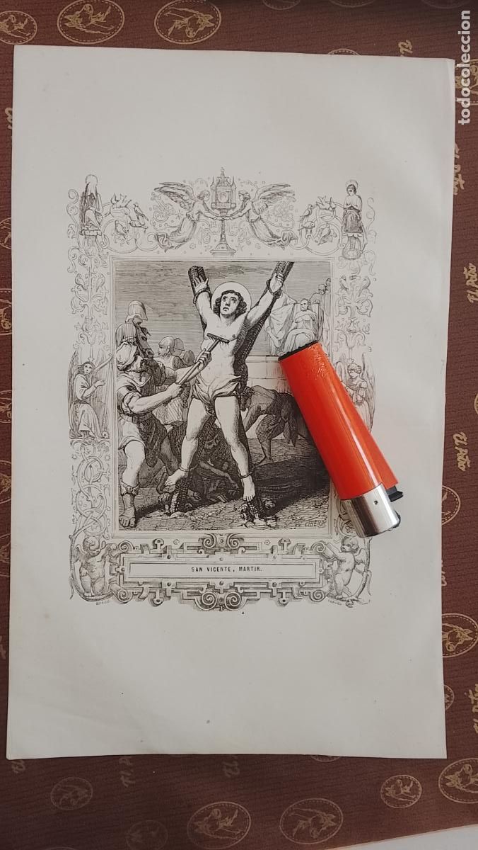 Arte: plancha Grabado LITOGRAFICO religioso del a&ntilde;o 1849 - SAN VICENTE