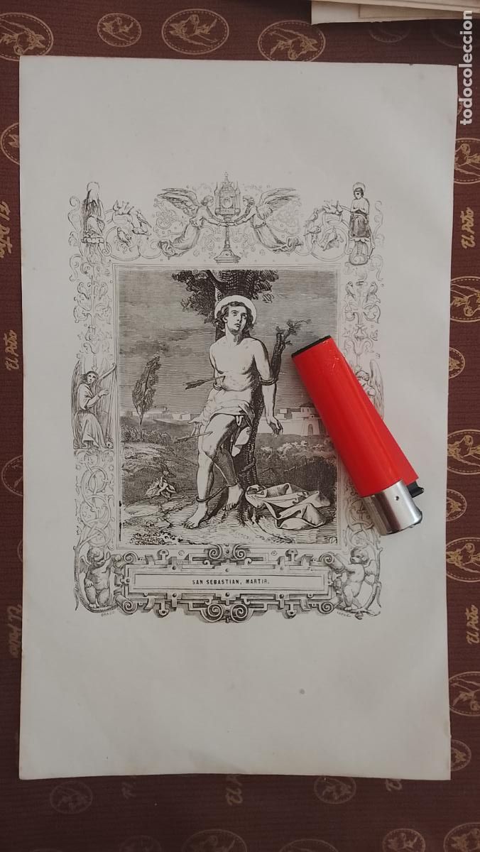 Arte: plancha Grabado LITOGRAFICO religioso del a&ntilde;o 1849 - SAN SEBASTIAN