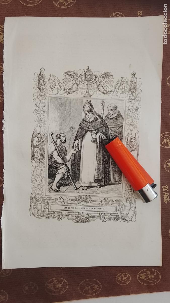 Arte: plancha Grabado LITOGRAFICO religioso del a&ntilde;o 1849 - SAN ANTONINO ARZOBISPO DE FLORENCIA