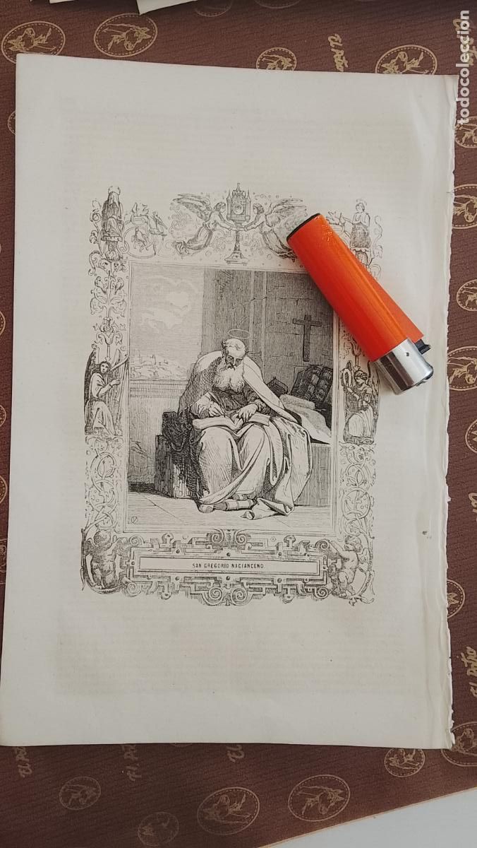 Arte: plancha Grabado LITOGRAFICO religioso del a&ntilde;o 1849 - SAN GREGORIO NACIANCENO
