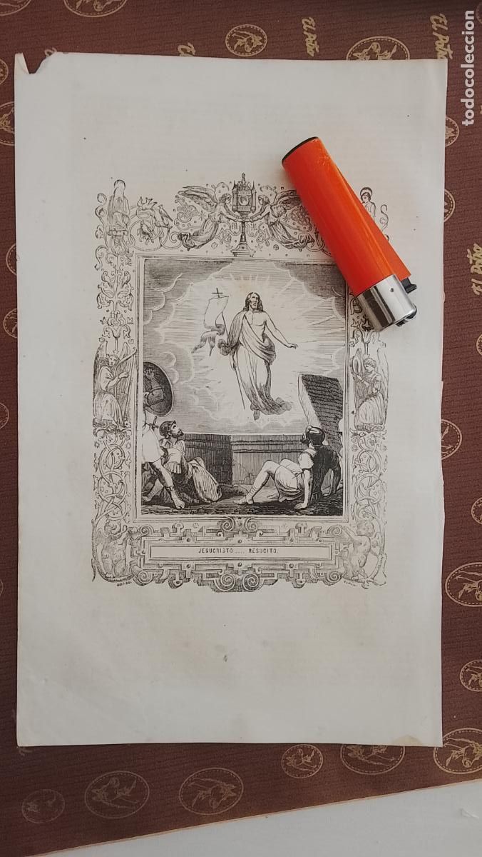 Arte: plancha Grabado LITOGRAFICO religioso del a&ntilde;o 1849 - LA RESURRECCION DE CRISTO JESUCRISTO RESUCITO