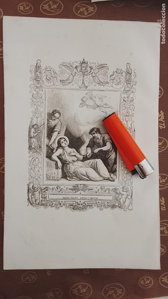 Arte: plancha Grabado LITOGRAFICO religioso del a&ntilde;o 1849 - SANTA REGINA VIRGEN