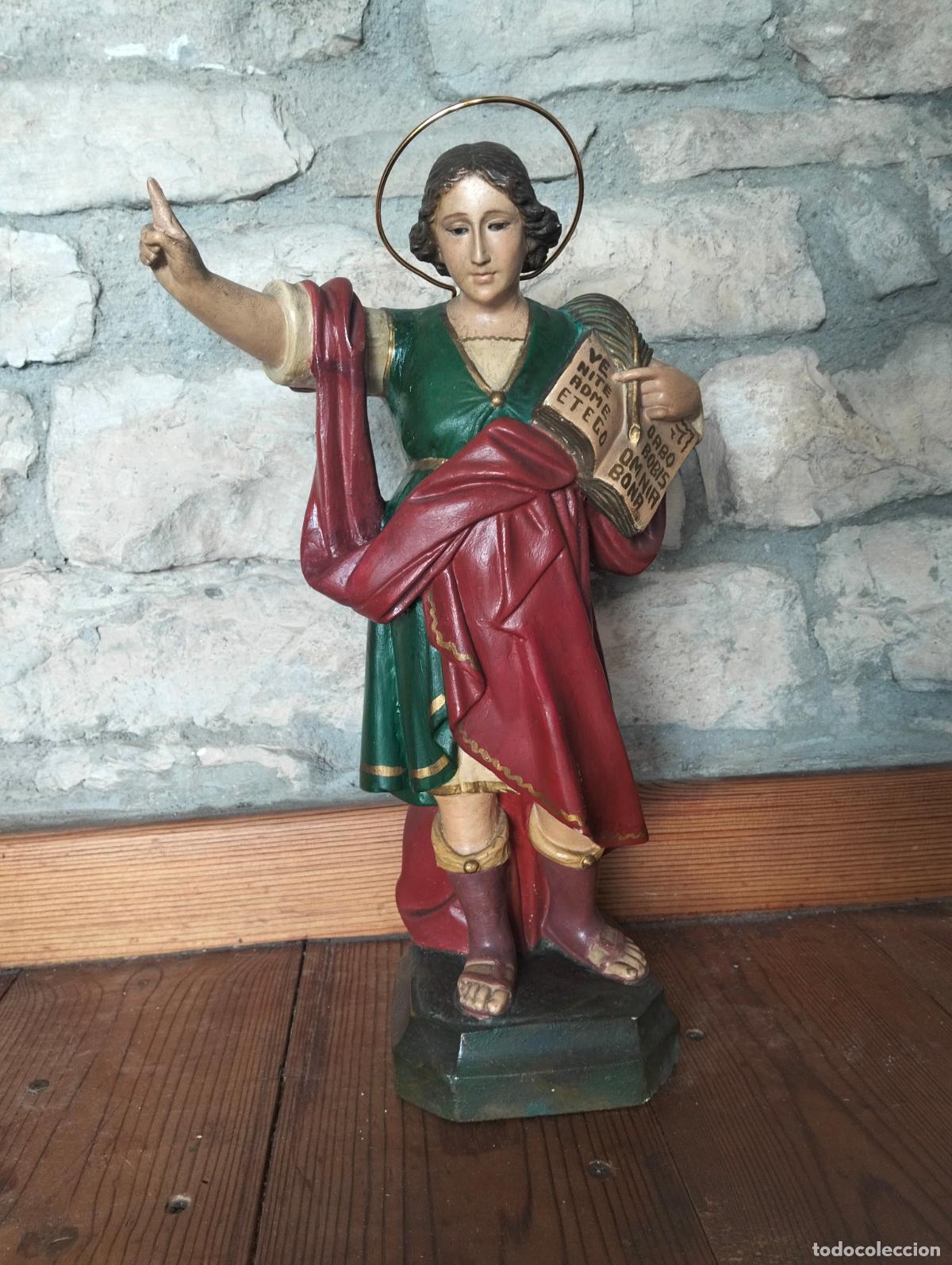 Arte: Escultura religiosa antigua figura de San Pancracio con sello Miranda Portas de Barcelona santo 50s