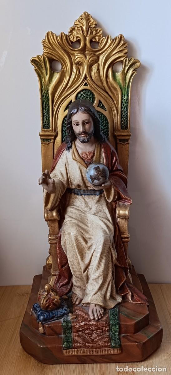 Arte: Escultura Sagrado Coraz&oacute;n de Cristo Rey - Escayola Ojos Cristal