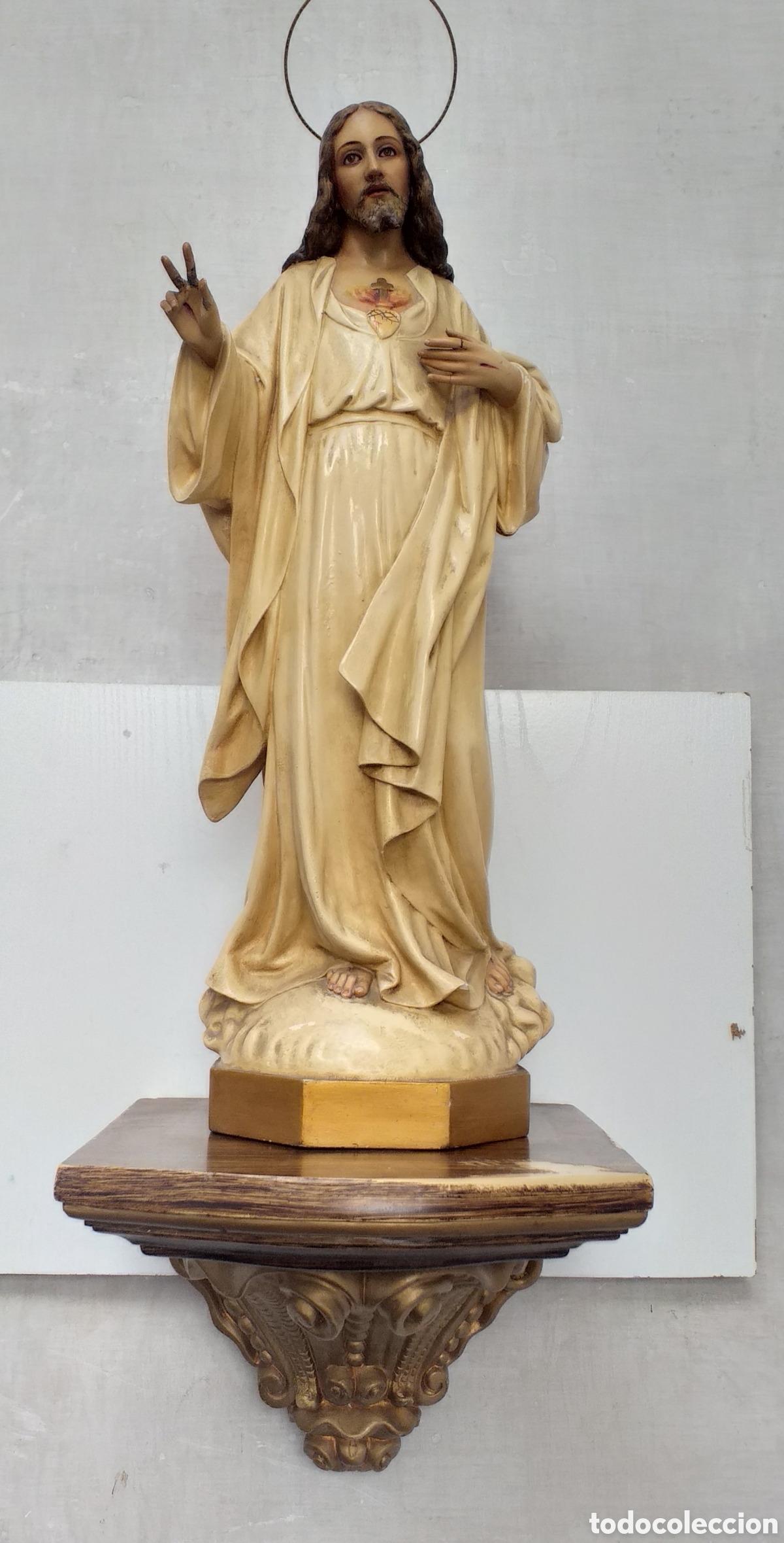 Arte: IMAGEN DEL SAGRADO CORAZ&Oacute;N DE JES&Uacute;S CON PEANA