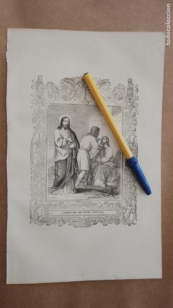 Arte: plancha Grabado LITOGRAFICO religioso del a&ntilde;o 1849 - CRISTO . CUIDADO CON LOS FALSOS PROFETAS