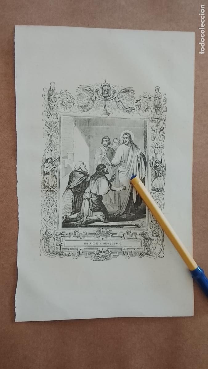Arte: plancha Grabado LITOGRAFICO religioso del a&ntilde;o 1849 - MISERICORDIA HIJO DE DAVID