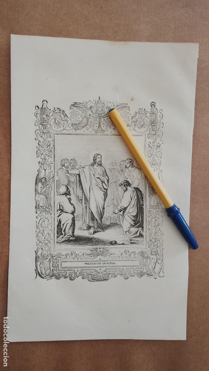 Arte: plancha Grabado LITOGRAFICO religioso del a&ntilde;o 1849 - PREDICACION UNIVERSAL