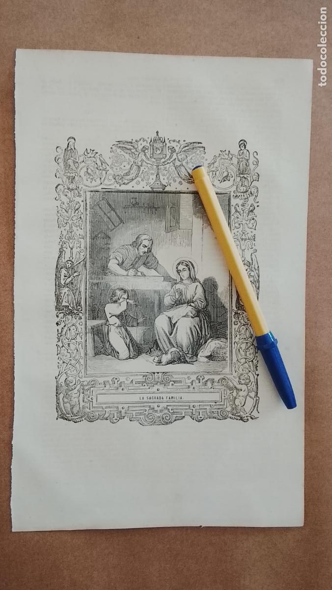 Arte: plancha Grabado LITOGRAFICO religioso del a&ntilde;o 1849 - LA SAGRADA FAMILA DE LA VIRGEN