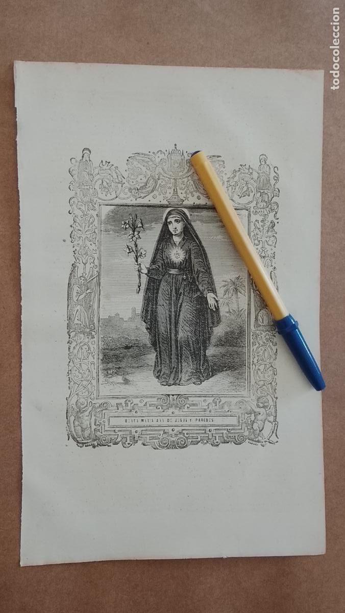 Arte: plancha Grabado LITOGRAFICO religioso del a&ntilde;o 1849 - BEATA MARIA ANA DE JESUS Y PAREDES