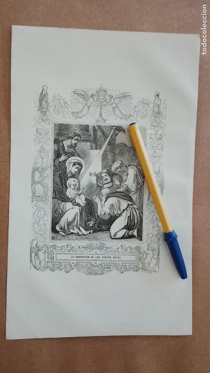 Arte: plancha Grabado LITOGRAFICO religioso del a&ntilde;o 1849 - ... LA ADORACION DE LOS SANTOS REYES MAGOS