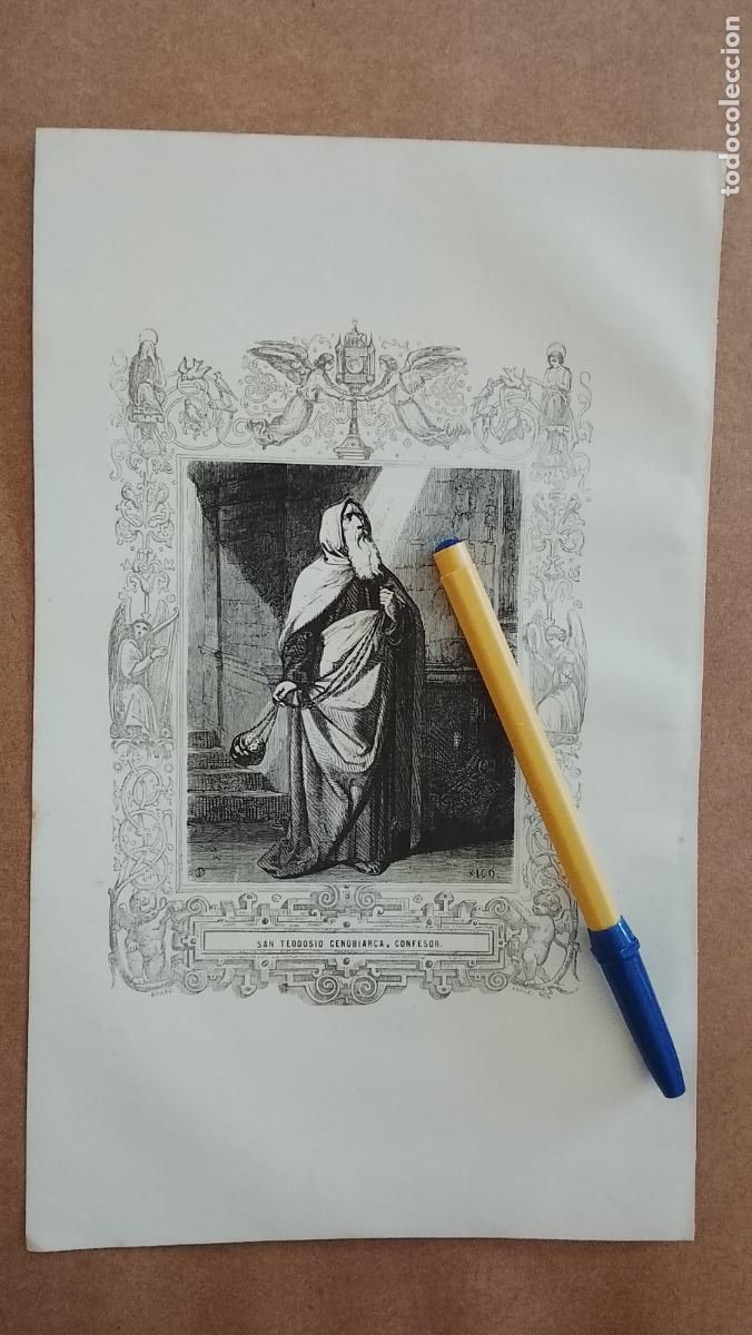 Arte: plancha Grabado LITOGRAFICO religioso del a&ntilde;o 1849 - SAN TEODOSIO CENOBIARCA