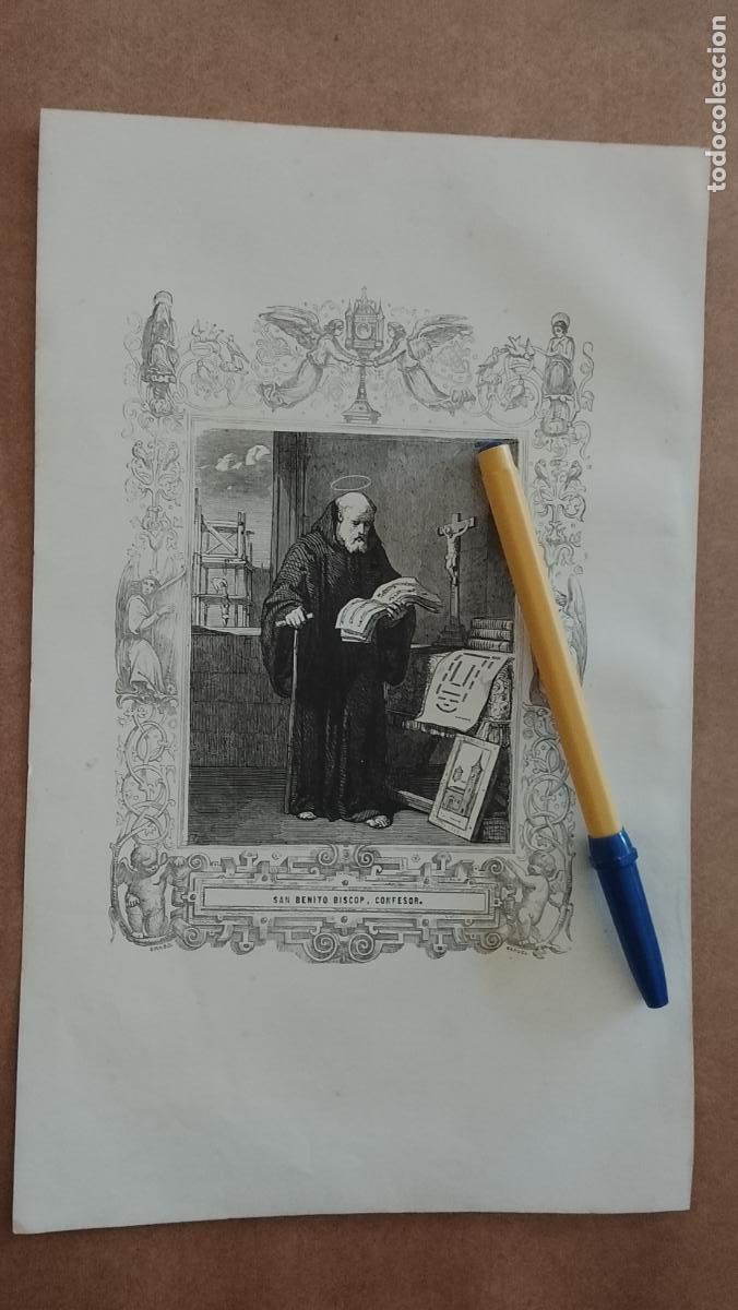 Arte: plancha Grabado LITOGRAFICO religioso del a&ntilde;o 1849 - SAN BENITO BISCOP