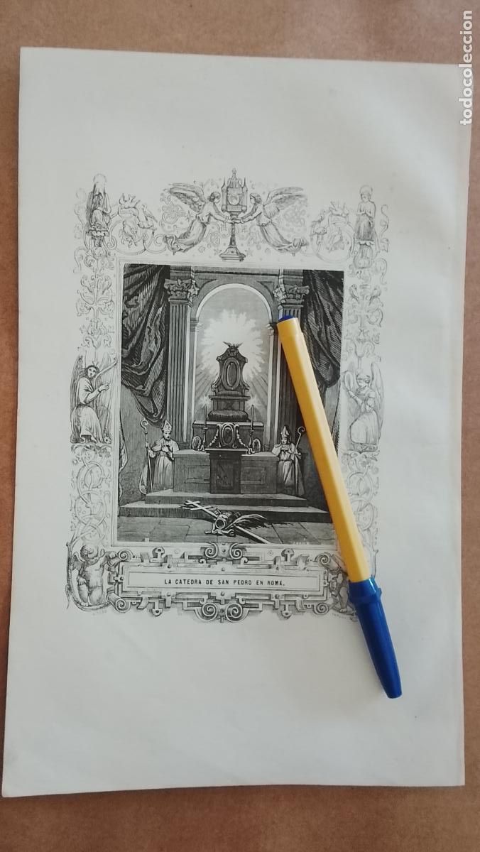 Arte: plancha Grabado LITOGRAFICO religioso del a&ntilde;o 1849 - LA CATEDRA DE SAN PEDRO EN ROMA