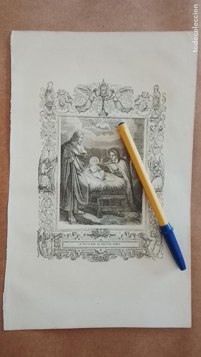 Arte: plancha Grabado LITOGRAFICO religioso del a&ntilde;o 1849 - PORTA DE BELEN NACIMIENTO LA NATIVIDAD