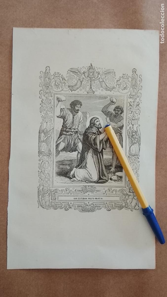 Arte: plancha Grabado LITOGRAFICO religioso del a&ntilde;o 1849 - SAN ESTEBAN PROTO MARTIR