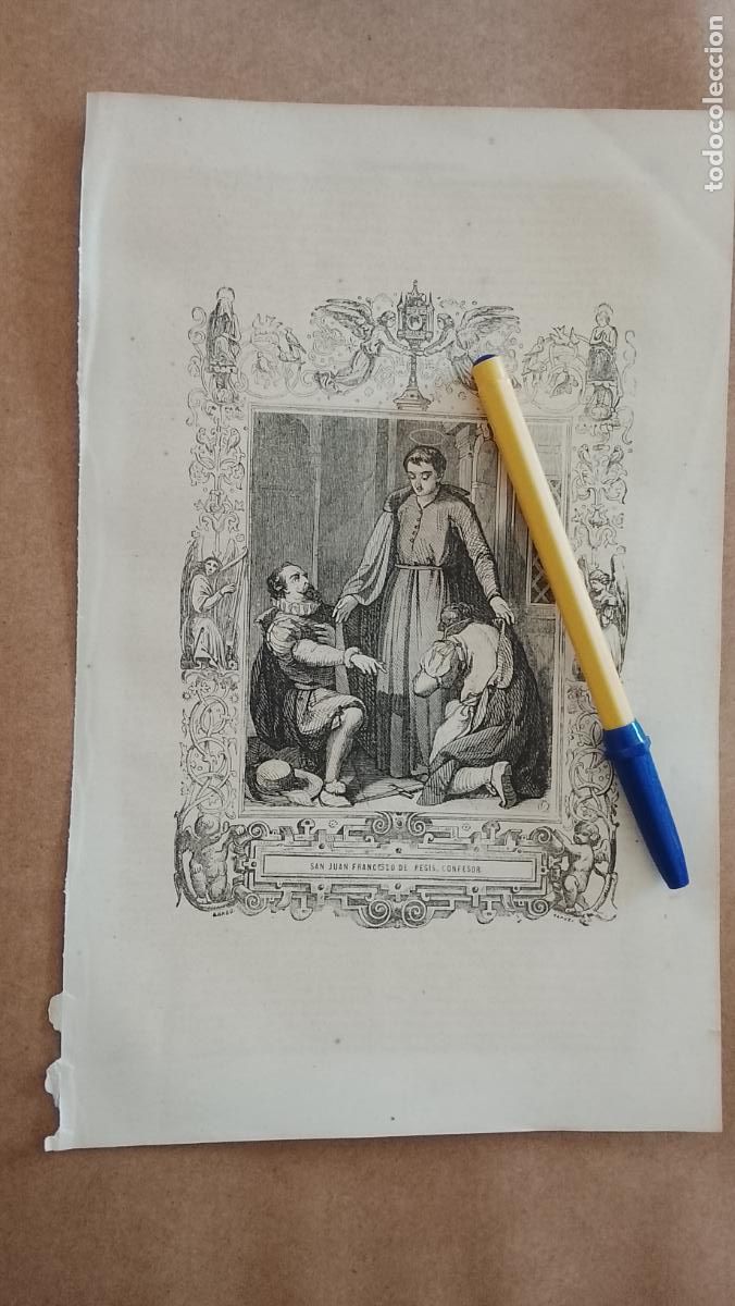 Arte: plancha Grabado LITOGRAFICO religioso del a&ntilde;o 1849 - SAN JUAN FRANCISCO DE REGIS
