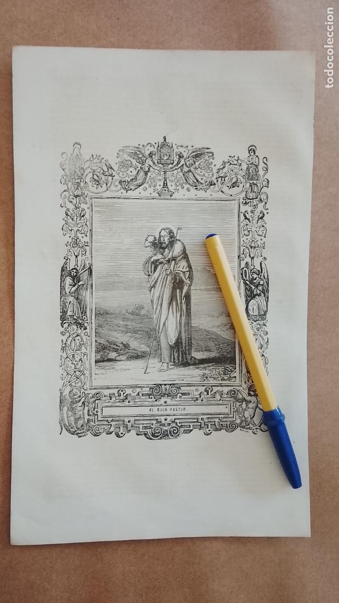 Arte: plancha Grabado LITOGRAFICO religioso del a&ntilde;o 1849 - CRISTO JESUCRISTO EL BUEN PASTOR